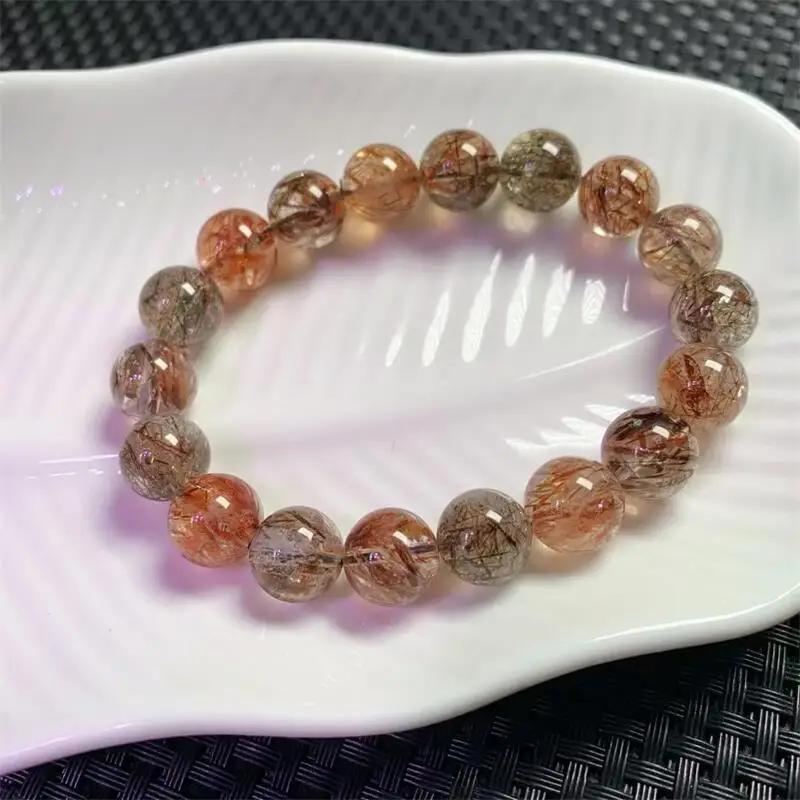 

11MM Natural Black Gold Super Seven Quartz Bracelet Women Fashion Round Stone Elegant Healing Strand Wristband Gift 1PCS