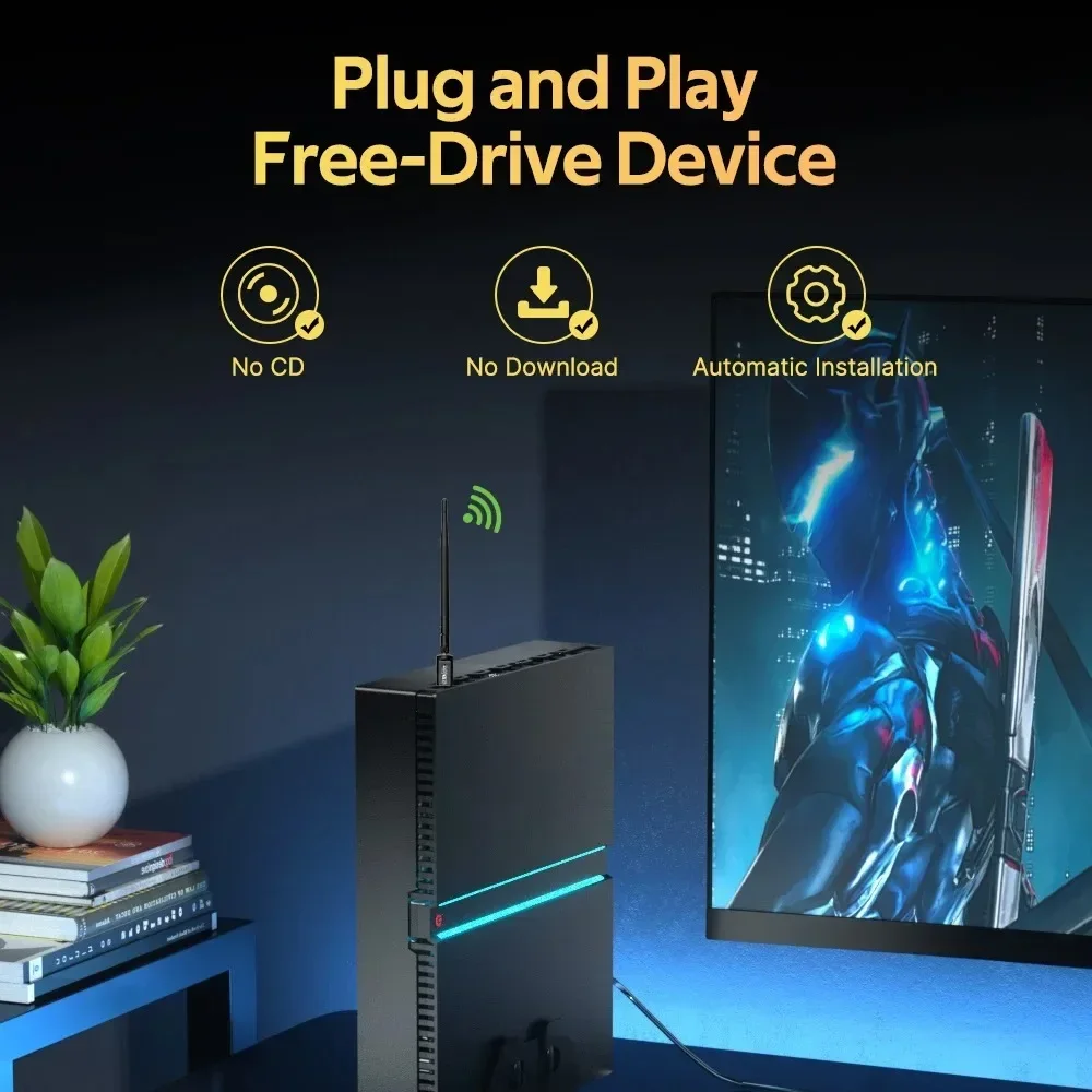 AX900 USB WiFi محول ثنائي النطاق بلوتوث 5.3 2 في 1 واي فاي 6 دونغل استقبال لاسلكي للكمبيوتر/الكمبيوتر المحمول سائق مجاني ل Win10/11