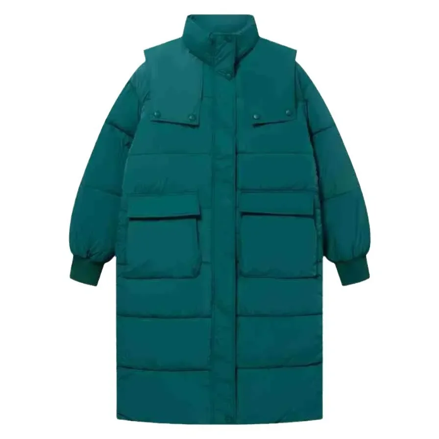 Frauen Lange Baumwolle Jacke Weibliche Einfarbig Hohe Kragen Warme Parkas Mäntel frauen Verdicken Warme Gepolsterte Jacke Oberbekleidung 2025