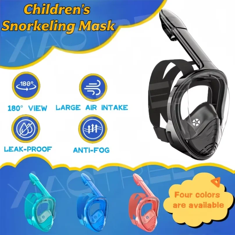 Kids Full Face Snorkel Mask for Children Anti Fog Anti Leak Wide View Lightweight Snorkeling Mask for Kids Swimming Diving Snork