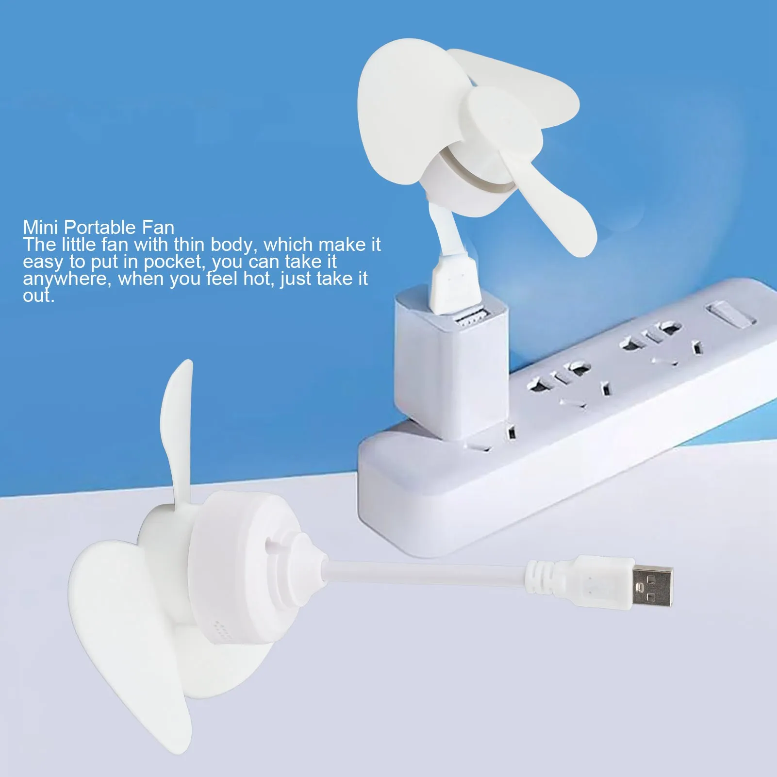 USB Flexible Fan ABS Bendable Quiet Portable Pocket Mini Cooling Fan for Power Bank Laptop PC Charger