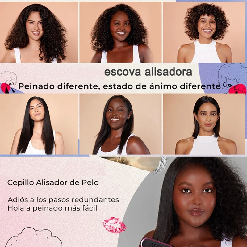 أمشاط احترافية لفرد الشعر ، مشط ساخن ، متعدد الوظائف ، تسخين سريع ، مضاد للحرق ، أدوات مصفف ، قابس أوروبي ، 2 في 1