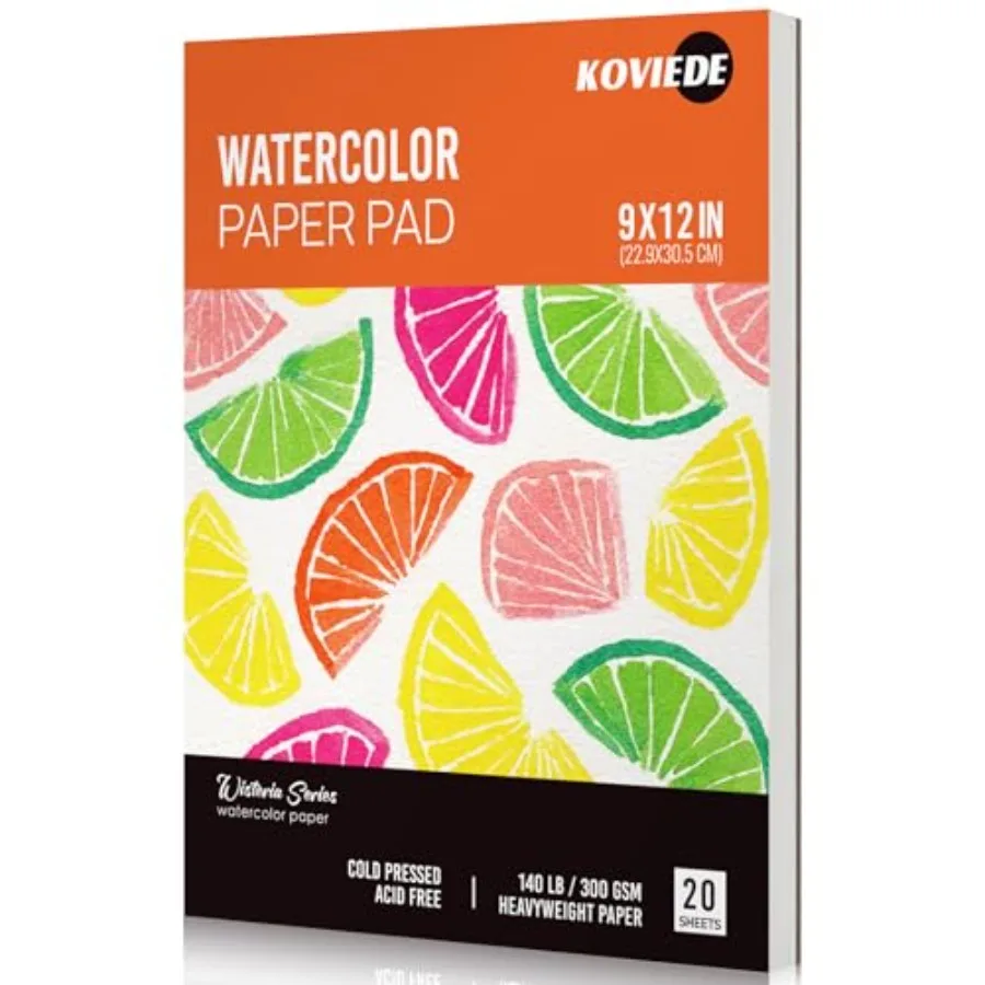 

Watercolor Paper Pad 9"x12" 20 Sheets - 140LB/300GSM Water Color Paper, Cold Pressed Sketchbook for Acrylic, Gouache and Pencil