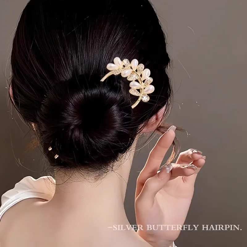 دبوس شعر لؤلؤي على شكل حرف U للنساء دبوس شعر أوبدو لظهر الرأس مع إكسسوار على الطراز الصيني الجديد على الطراز القديم #3