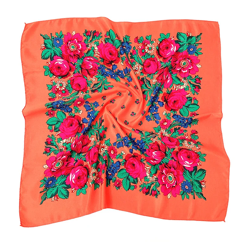 Russian Floral Printed Bandana Scarf For Women Square Handkerchief Headband Scarvesukrainian Floral Wedding Party Babushka Shawl