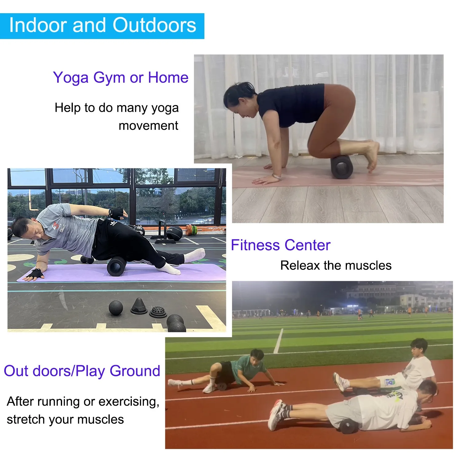 Rolos de espuma para massagem de ioga 5 em 1, bolas de fáscia, coluna de ioga, rolo fitness de alta densidade e bola, perna, costas, pescoço, massageador, alívio da dor