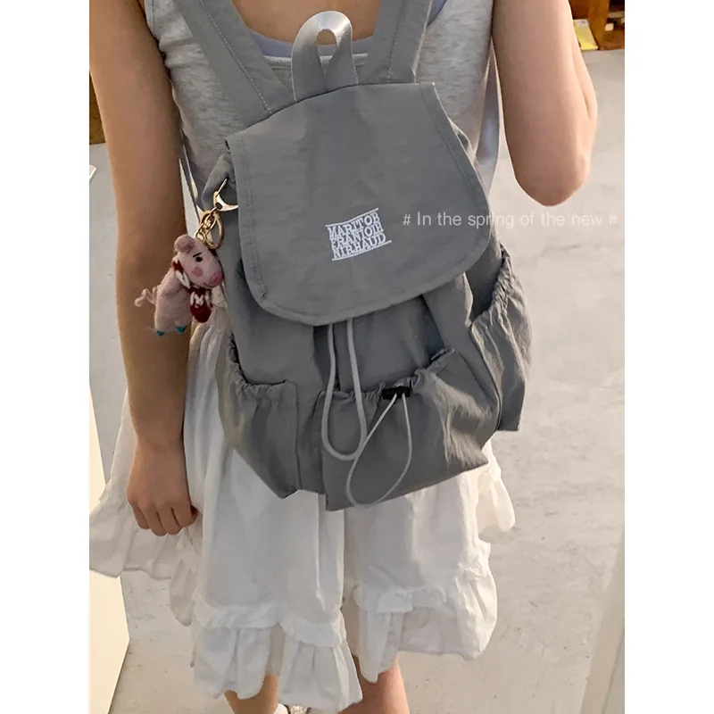 Casual Nylon Canvas Backpack for Women 2025 New Fashionable and Versatile Letter Backpack Simple Large Capacity Travel Bag