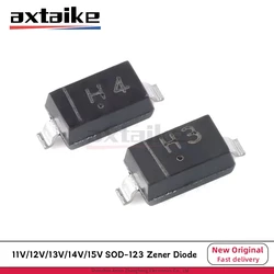 SOD 100 peças MMSZ5241B H1 11V MMSZ5242B H2 12V MMSZ5243B H3 13V MMSZ5244B H4 14V MMSZ5245B H5 15V T1G 350mW-123 SMD Zener Diodo