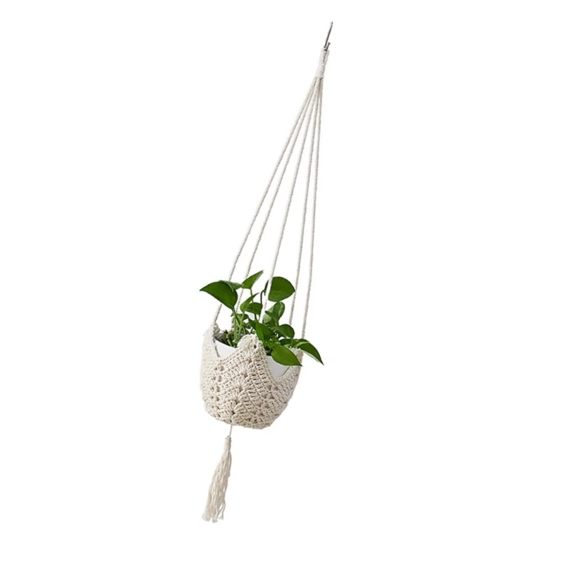 Porte-plantes suspendus d'intérieur, corde tissée à main, support Pots fleurs