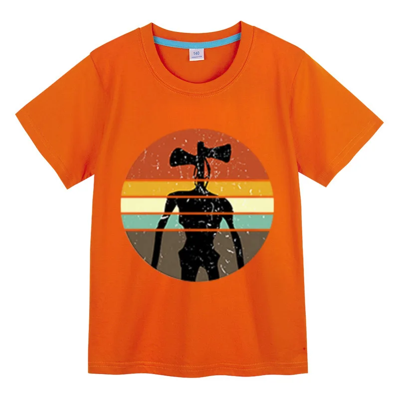 Cartoon Sirenhead Kids T-shirts Horror Siren Head Short Sleeve 100% Cotton Boys girls Kids Tees Costume Casual Comic T Shirt