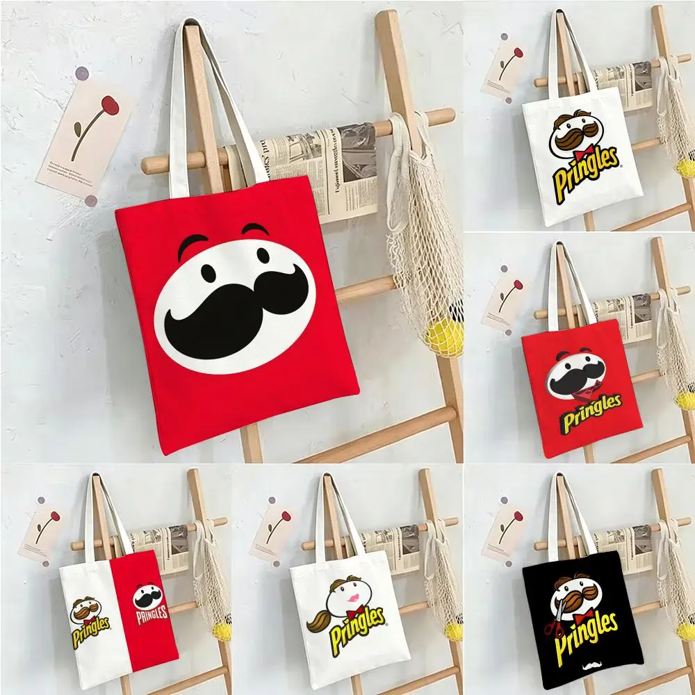 Bolsas de almacenamiento Business M-Mr Pringles, bolsas de compras, bolsos de lona, ​​bolsos de hombro para mujer, bolsas de compras de alta capacidad