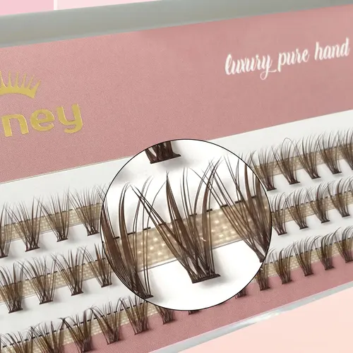 Imagen 2 del producto Pestañas de miel 20P Extensiones de pestañas de racimo marrón Pestañas de abanicos de volumen prefabricadas DIY
