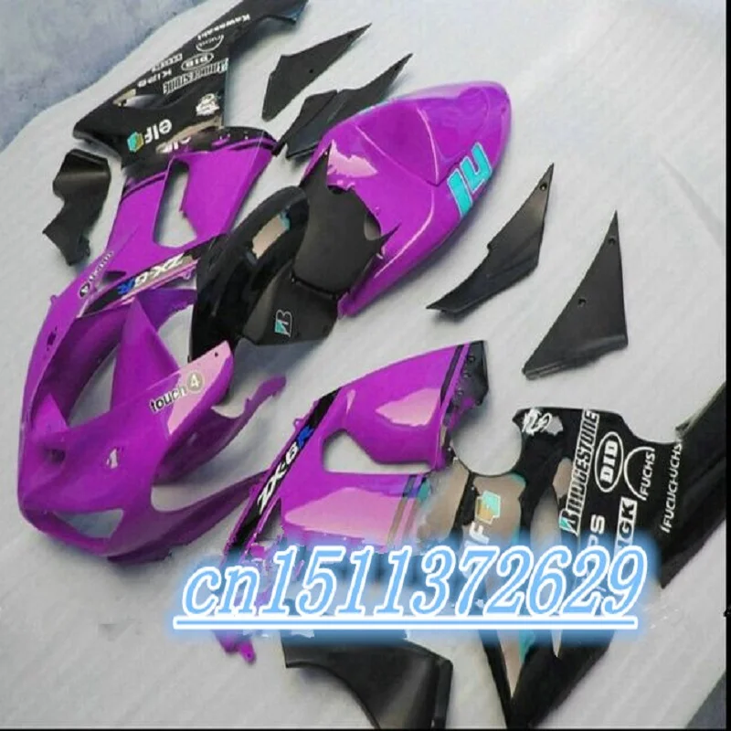 Purple Flames black Motorcycle fairing kit for Kawasaki ninja ZX6R 05 06  fairings hull ZX6R 2005 2006