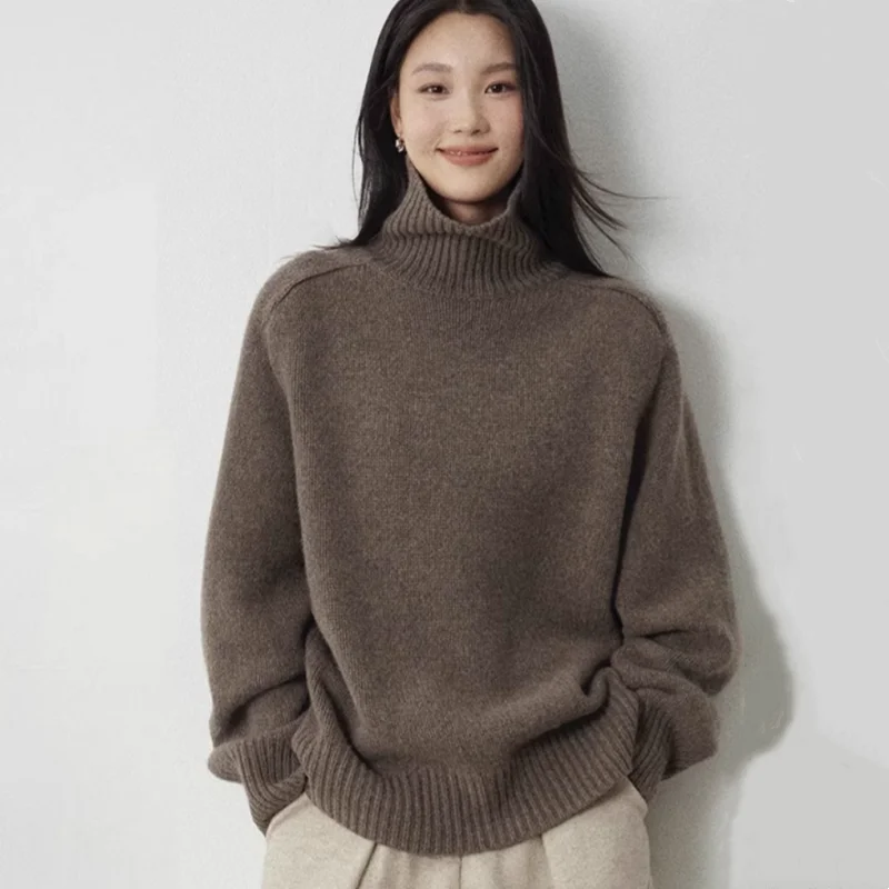 

Водолазка женский шерстяной свитер с длинным рукавом повседневный свободный кашемировый пуловер вязаный модный базовый топ большого размера теплый качественный джемпер