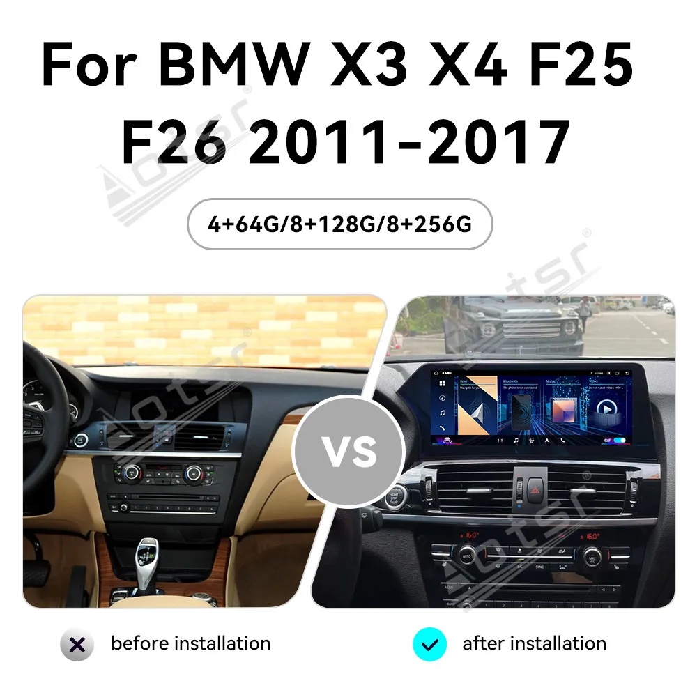 Carplay شاشة تعمل باللمس لسيارات BMW X3 X4 F25 F26 2011 ~ 2017 أندرويد 13 السيارات الوسائط المتعددة راديو السيارة لتحديد المواقع والملاحة الصوت وحدة رأس ستيريو