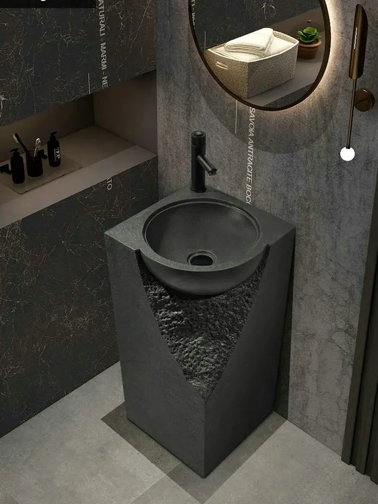 Outdoor courtyard column basin integrated floor-standing artistic washbasin personality hotel bathroom creative washbasin