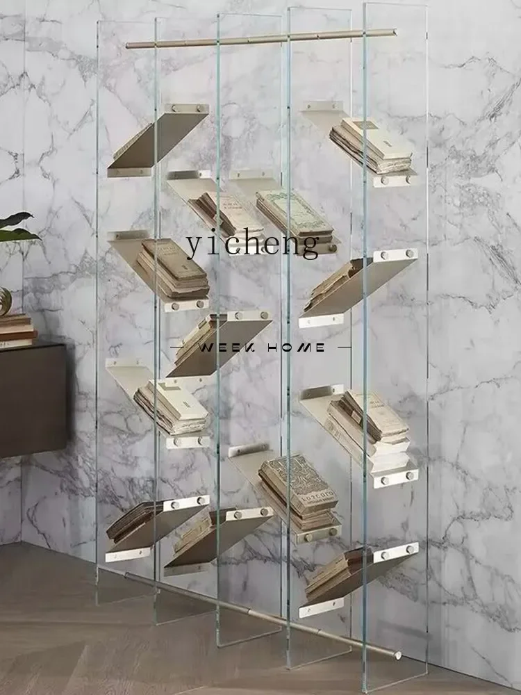 L7-14 stainless steel rack floor-to-ceiling glass display cabinet industrial style open screen display rack