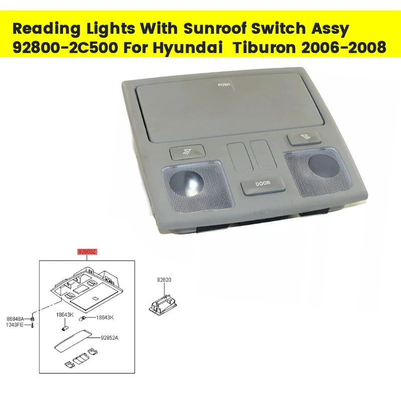 

Купольные лампы для чтения автомобильной консоли с выключателем Sunroof Assy 92800-2C500 для Hyundai Coupe 01-06 Tiburon 06-08 928002C500QS