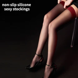 Fairy Silky Stocking Summer Women's Long Stockings Red Tube Non Slip Silicone Hosiery New Erotic Thigh High Socks Sexy Underwear