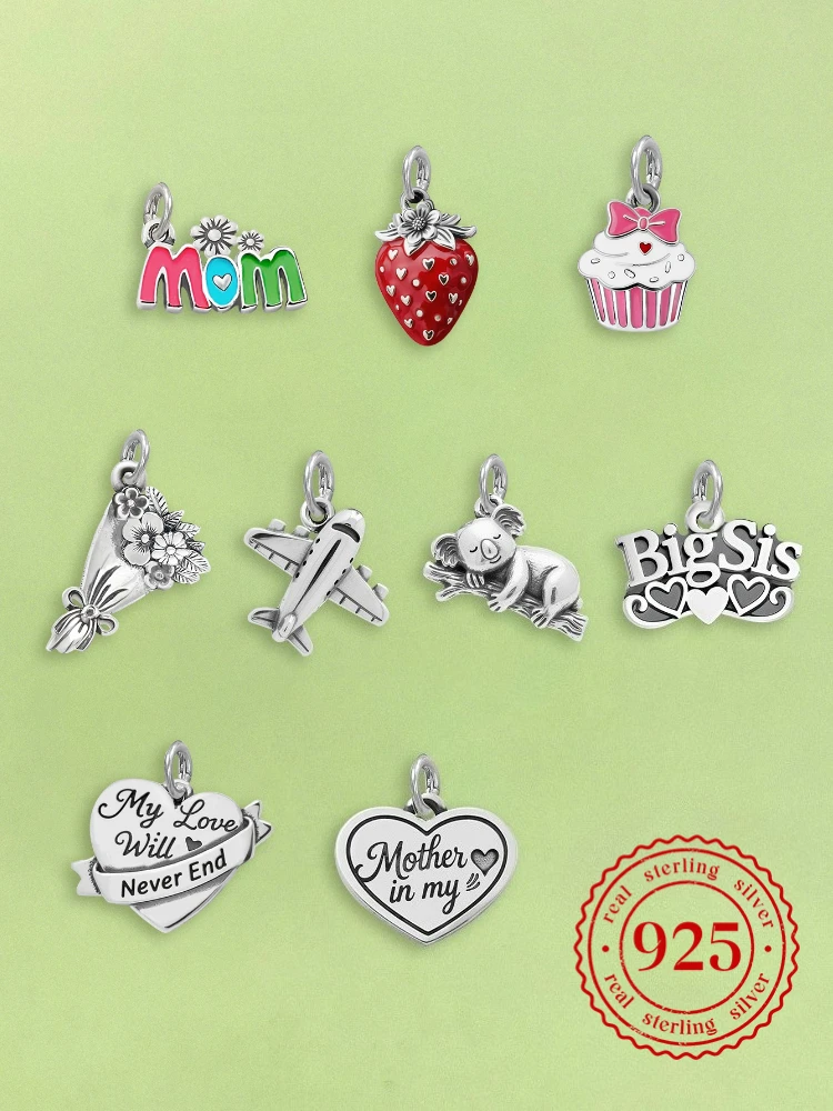 

925 Sterling Silver JamesAvery Vintage Pendants Bouquet Strawberry Charms Beads Fit Original Bracelet Necklace DIY Jewelry