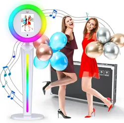 Portable iPad Photo Booth Machine Via Remote APP Control Photobooth With RGB Ring Light Selfie Stand For Party Wedding With Case