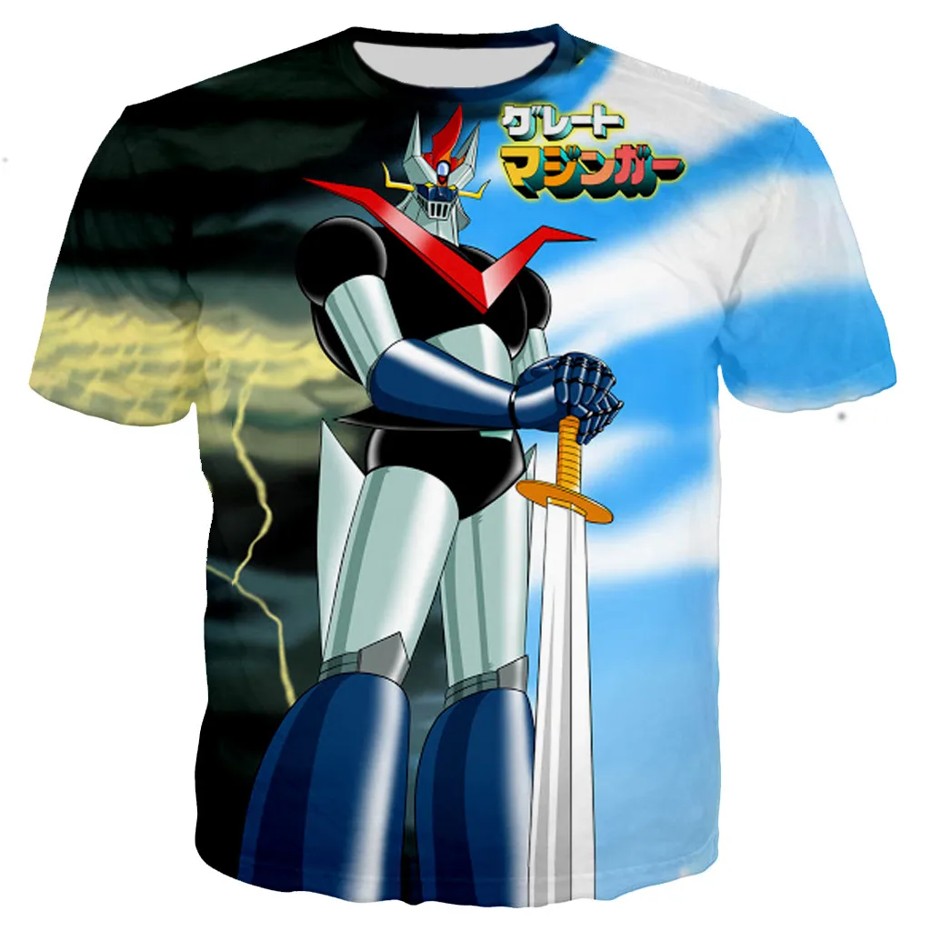 3D Print Japanese Robot T-Shirts Mazinger Z Streetwear Fashion Oversized T Shirt Kids Boys Girls Cartoon Tees Tops Clothing