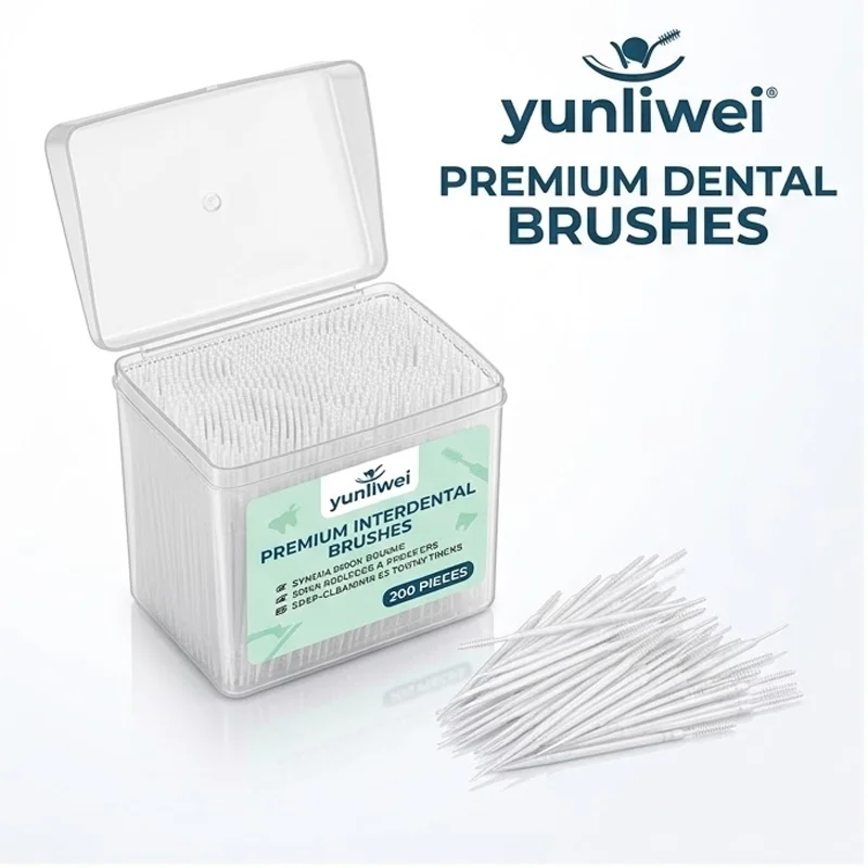 1100 Sticks/box Pale Toothpicks 2-way Interdental Toothbrush Pick Plastic Dental Picks Mouth Hygiene 6.5 Cm Toothbrushe Yunliwei