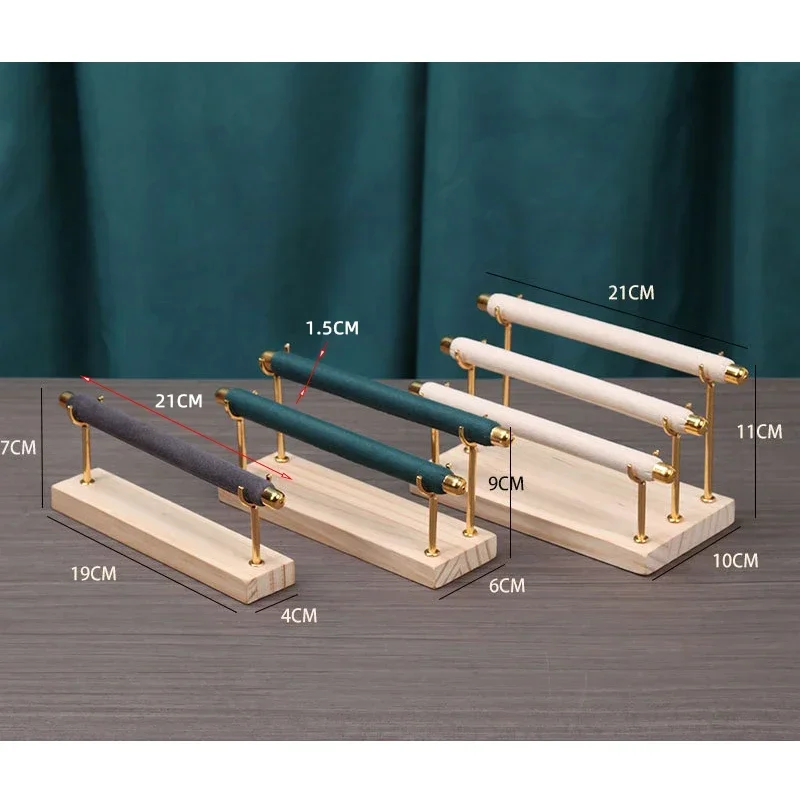 Wooden Base Velvet Rings Organizer Holder Jewelry Display Stand Storage Rack Counter Ring Display Stand