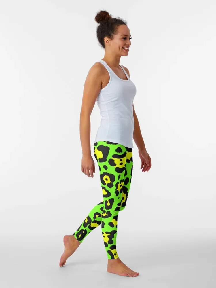 Neon Green Leopard Print - Roar Leggings fitness set gym Pants sport Women\'s sportswear jogging pants Womens Leggings