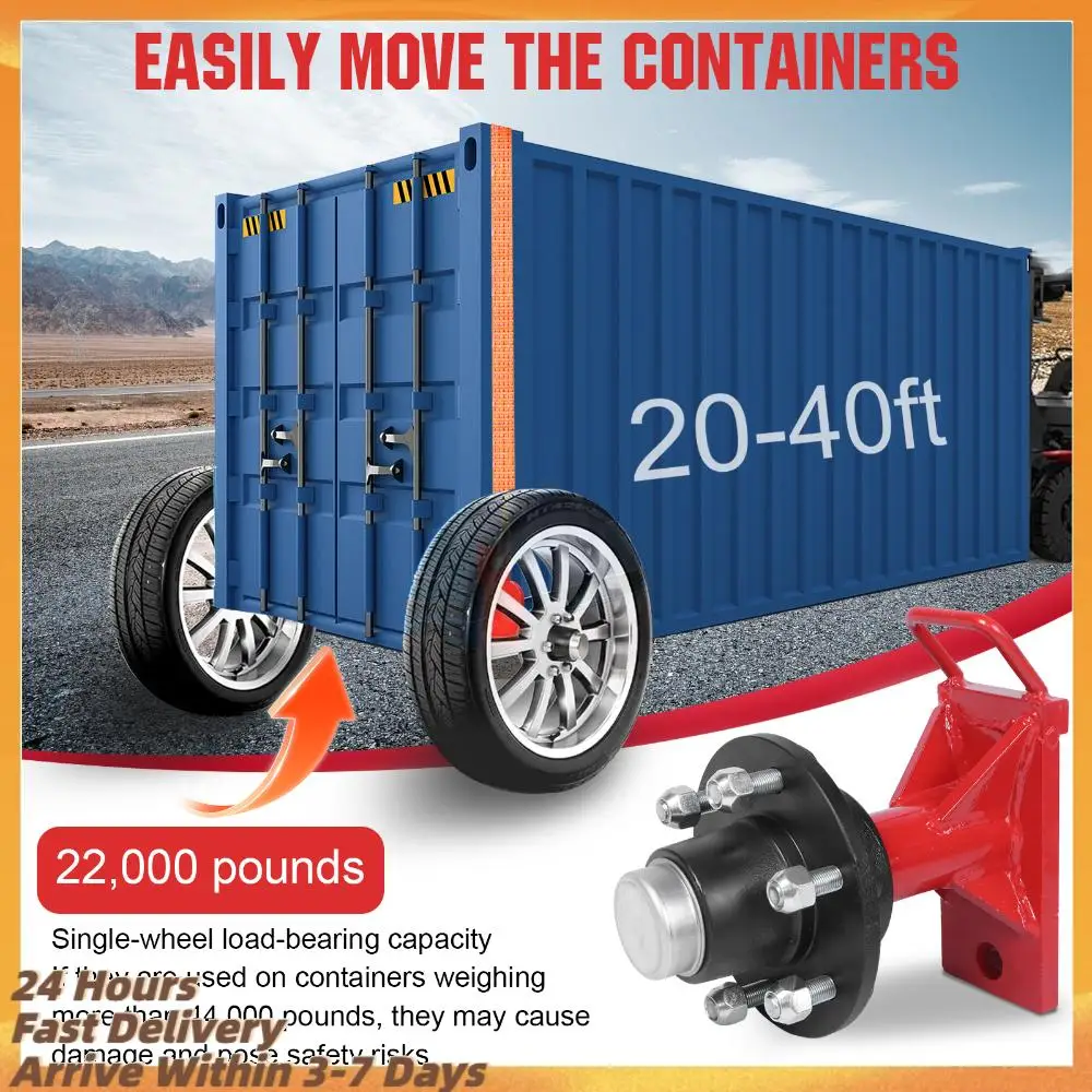 

2 Set of Shipping Container Wheels & Axles Kit with Ratchet Tie 22000LBS Capacity for Move 20ft-40ft Containers