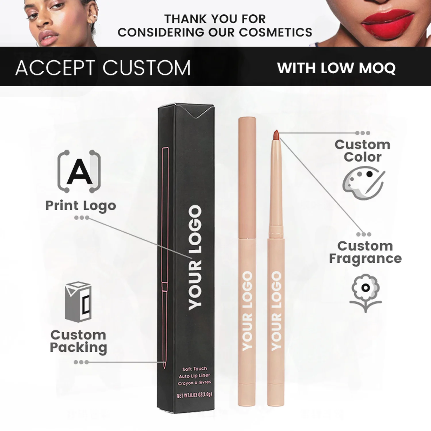 قلم تحديد الشفاه عبر الحدود مقاوم للماء يدوم طويلاً، خط شفاه عاري غير لامع - تركيبة كوب غير لاصقة مع اثني عشر لونًا للاستخدام اليومي