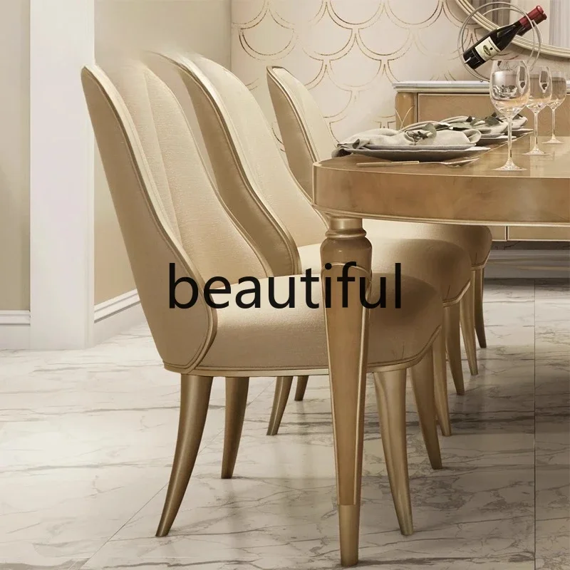 X  Light luxury solid wood dining chair high-end soft bag back chair fashion book chair