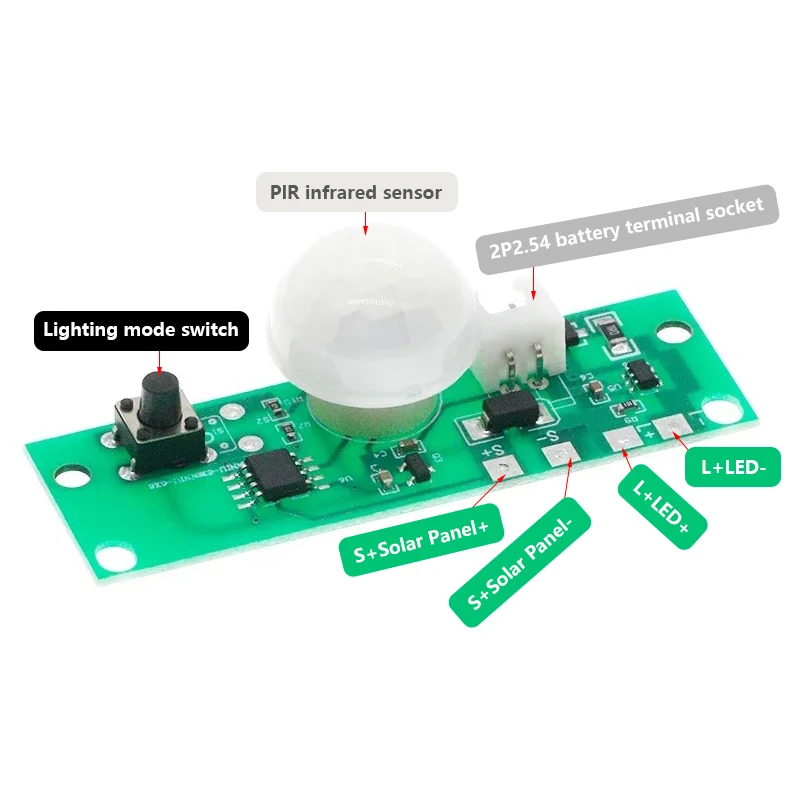 3.7V Solar Lamp Board Control Sensor Night Light Module Controller Module Infrared Human Body Induction Solar Circuit Board