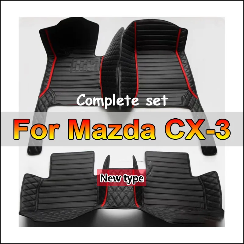 Car Floor Mats For Mazda CX-3 CX3 DK 2016~2022 Leather Luxury Mat Protective Rug Carpet Set Auto Interior Parts Car Accessories