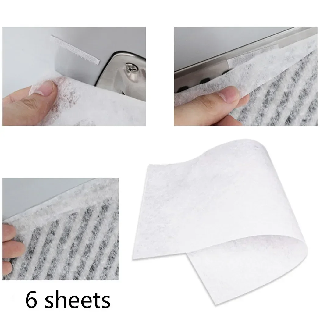6 Sheets Cooker Hood Grease Filter Extractor Fan Cut To Fit Kitchen Flame-retardant Non-woven Fabric Range Hood Filter Sets