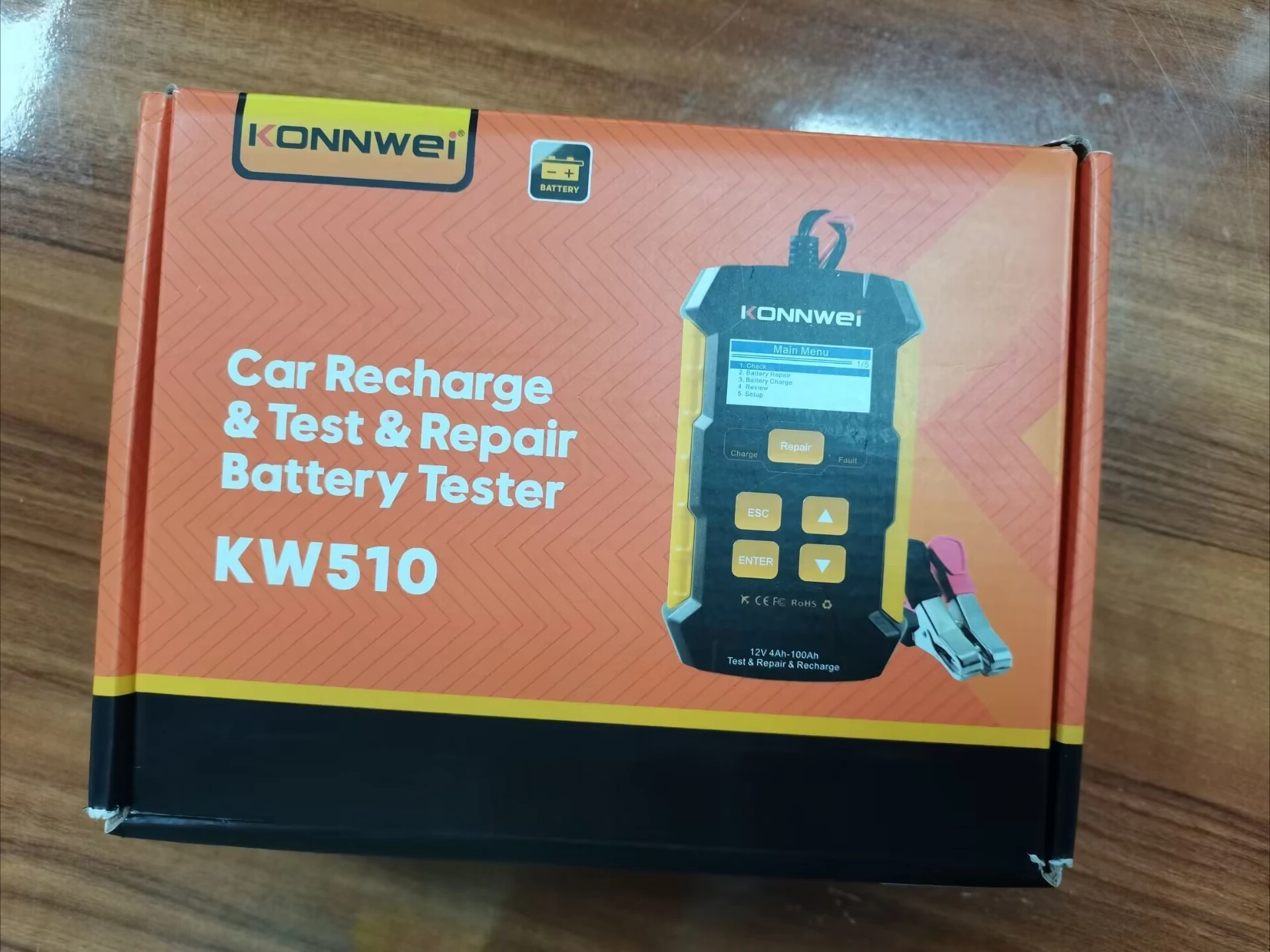 

12V 5A KONNWEI KW510 Car Battery Repair Charger, Full Auto Battery Tester for Wet Dry AGM Gel Lead Acid Automotive Battery
