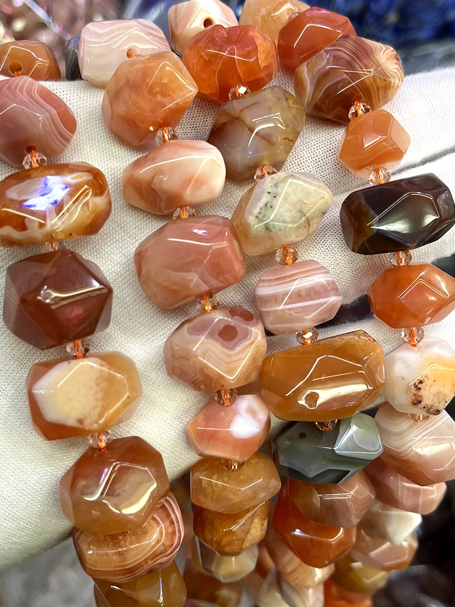 Natural Red Persian Gulf Agate Handmade Irregular Irregular Faceted Loose For Jewelry Making DIY Necklace Bracelet 15''