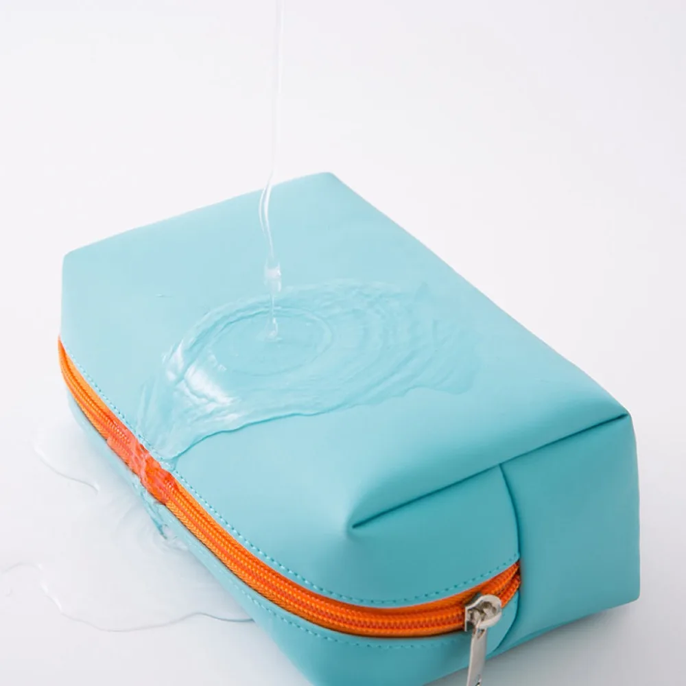 Bolsa de Maquiagem Portátil em Couro PU Estilo Ins, Estojo Cosmético Impermeável, Leve e Multifuncional, Organizador de Produtos de Higiene