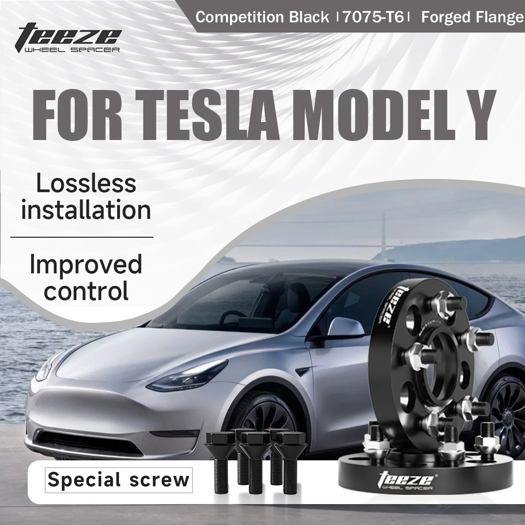 

Teeze 2/4pcs 5x114.3 CB 64.1mm M14x1.5 Hub Centric Black Forged wheel spacer For TESLA Model Y Flange Plate 15/20/25/30/35mm