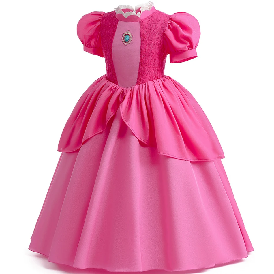 Peach Princess Dress For Girl Costume Kids Cosplay Pink Lace Clothes Children Performance Birthday Carnival Party Outfits 2-10T view 3