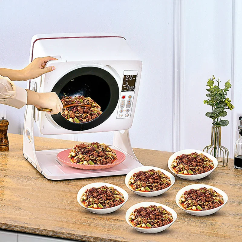 Smart Automatic Cooking Machine, Touchscreen Stir-Fry Robot with Temp & Time Control, Non-Stick Wok, 6L