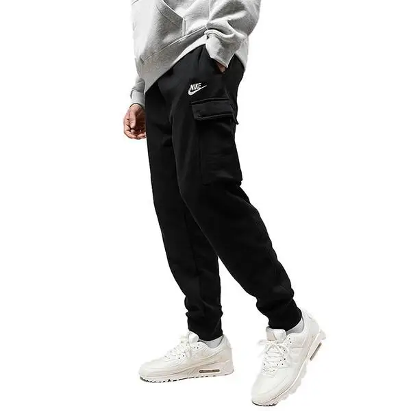 نايك الرجال NSW نادي البضائع الصوف عداء ببطء السراويل Sweatsuits الأسود CD3129-010