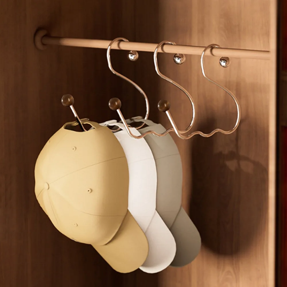 

2Pcs Multifunctional Circle Ring Hat Hanger Closet Rod Hooks Baseball Cap Organizer Hats Display Rack Portable Saving Space