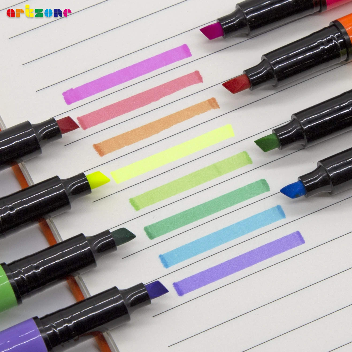 8 Colors Fluorescent Highlighter Pens Non Toxic No Smear Ink Colored Marker Pen Set for Office School Supplies