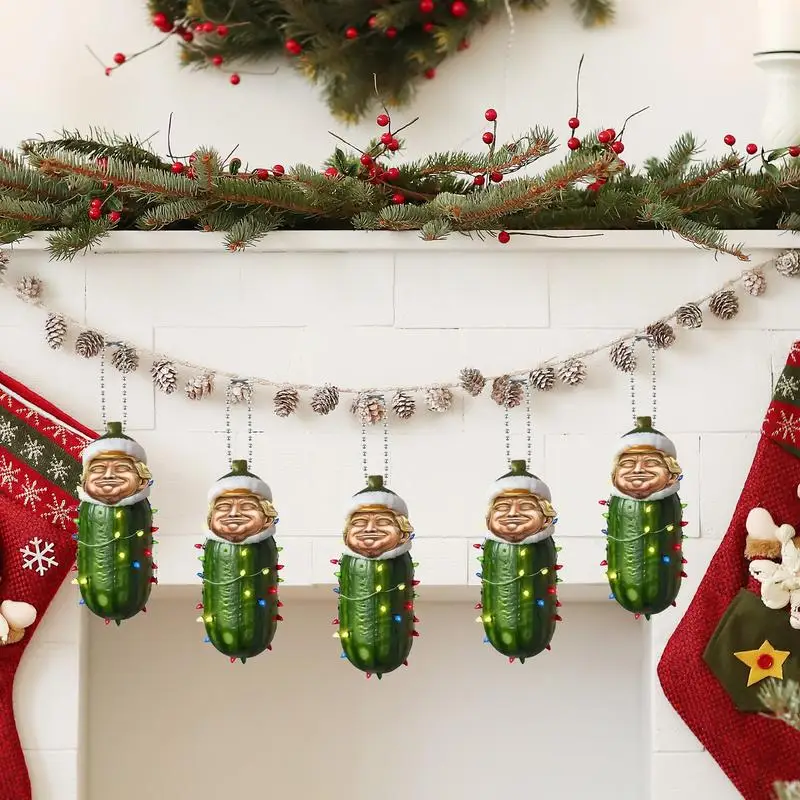 Creative Christmas Cucumber Hanging Ornaments Acrylic Xmas Tree Pendant 2D Flat Cucumber Decoration For Tree Window Car Decor