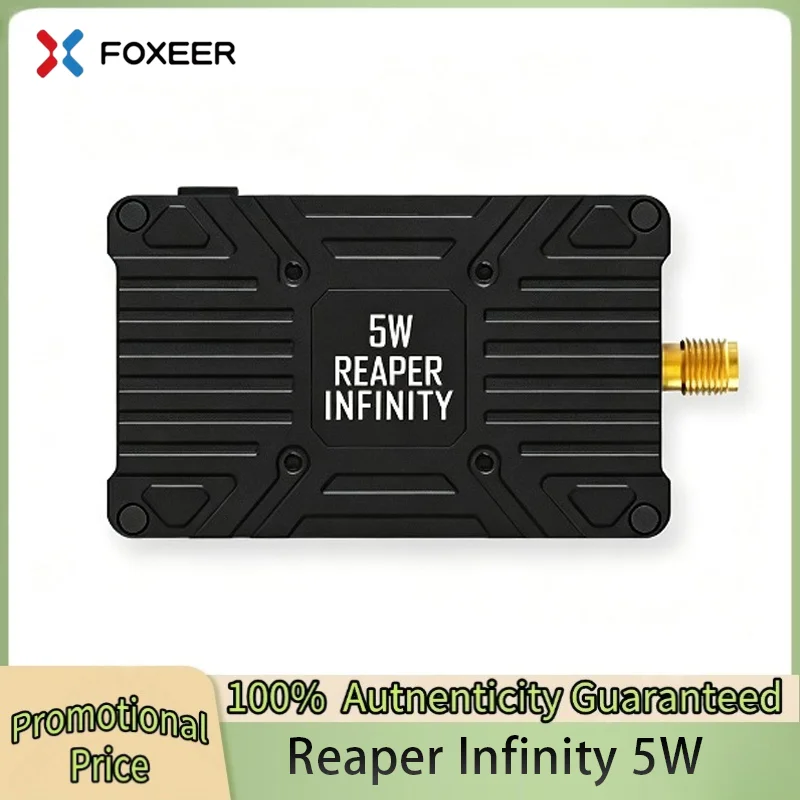 Foxeer Reaper Infinity 4.9G-6G Reaper Infinity 5.8G 5W 80CH VTX Build-in MicFan CNC Heat Dissipation Shell for RC FPV Long Range