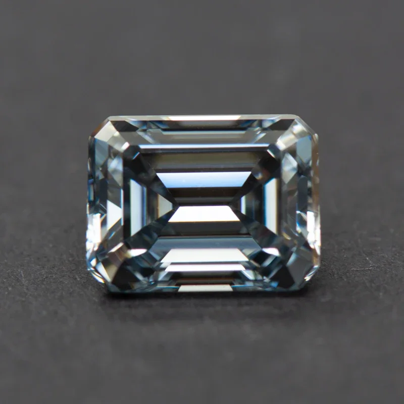 Moissanite Emerald Cut Gray Color Gemstone Lab Grown Diamond for Charms Jewelry Making Materials with GRA Certificate