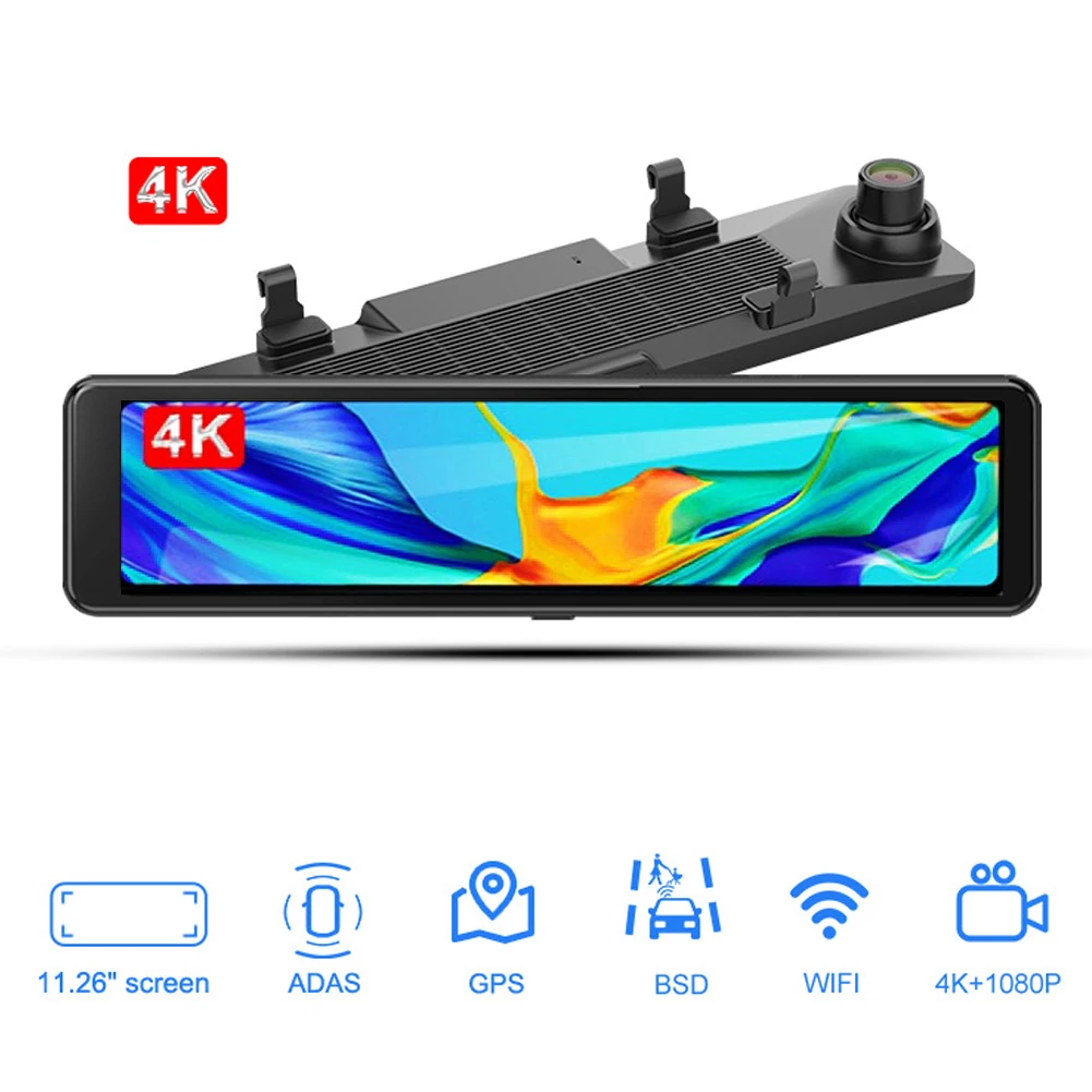 

12.6 inch Car Rearview Mirror S18 DVR Camera 4K ADAS Full HD 1080P GPS Logger Dash Cam Video Recorder Support BSD Dual Cameras
