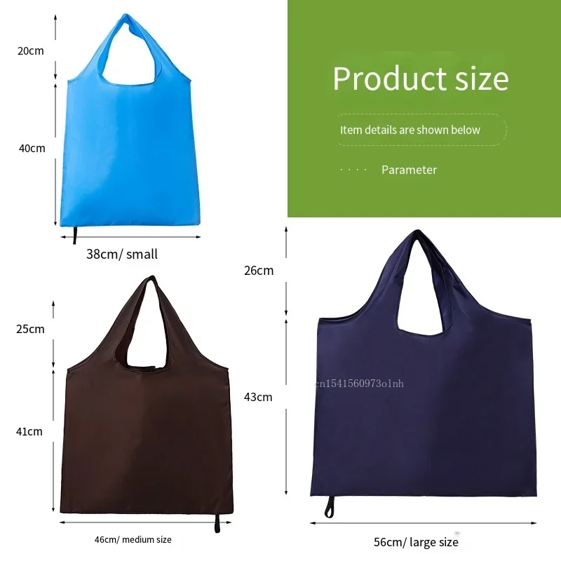 Foldable Shopping Bag Reusable Travel Grocery Bag Eco-Friendly One Shoulder Handbag for Travel Solid Color Supermarket Tote Bag