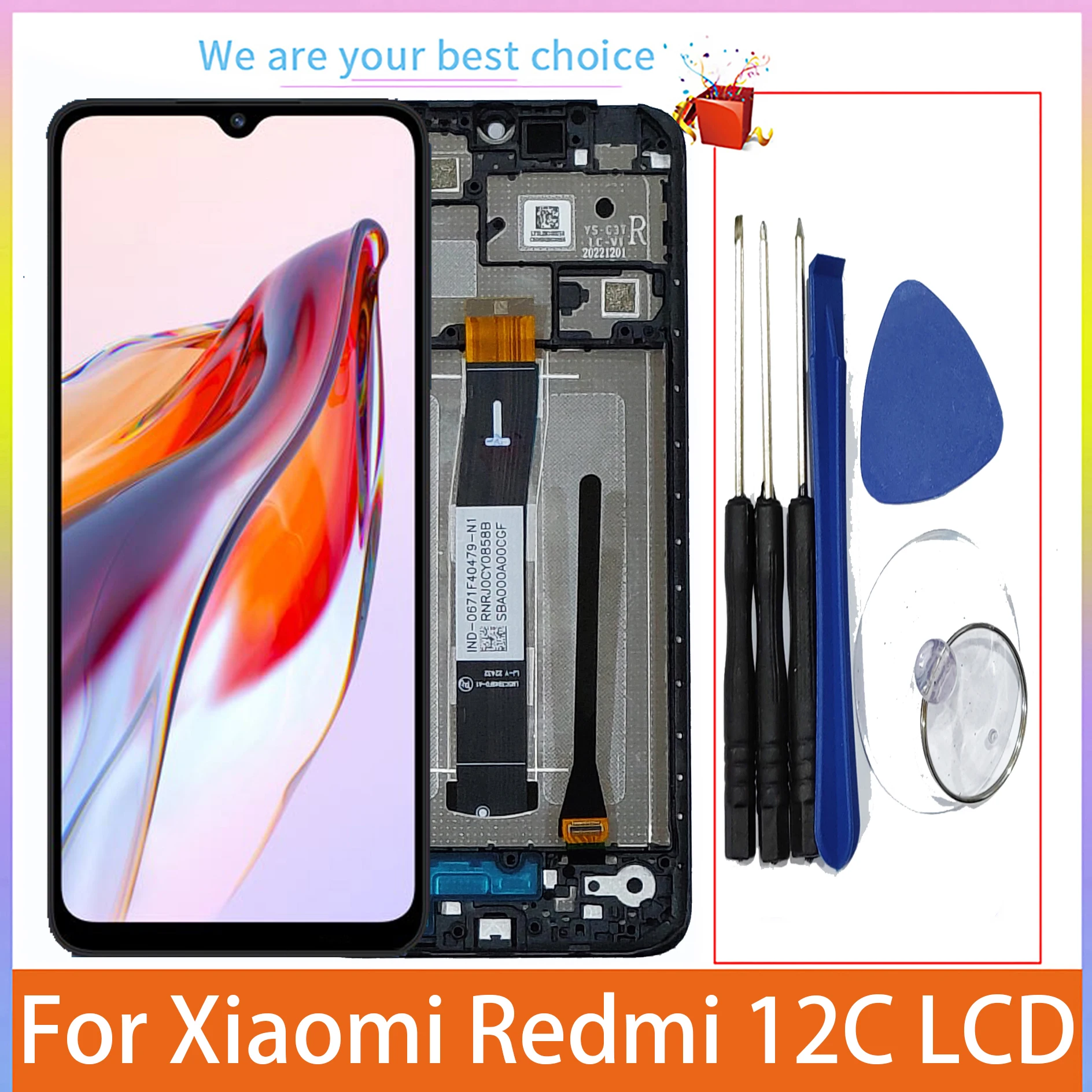 6.71 For Xiaomi Redmi 12C LCD Display With Frame Touch Screen 22120RN86G 22126RN91Y 2212ARNC4L Panel Digitizer Replacement Parts